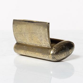 A Russian silver gilt box, indistinct marks, probably Moscow, 19th century.