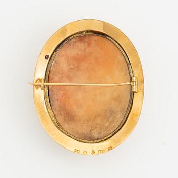 Gold and shell cameo brooch.