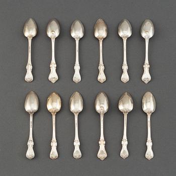 A set of twelve Swedish 19th century silver tea-spoons, mark of Gustaf Möllenborg, Stockholm 1852.