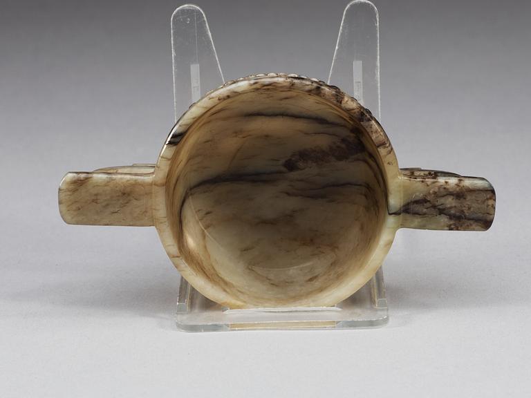 A nephrite libation cup, Qing dynasty (1644-1912).