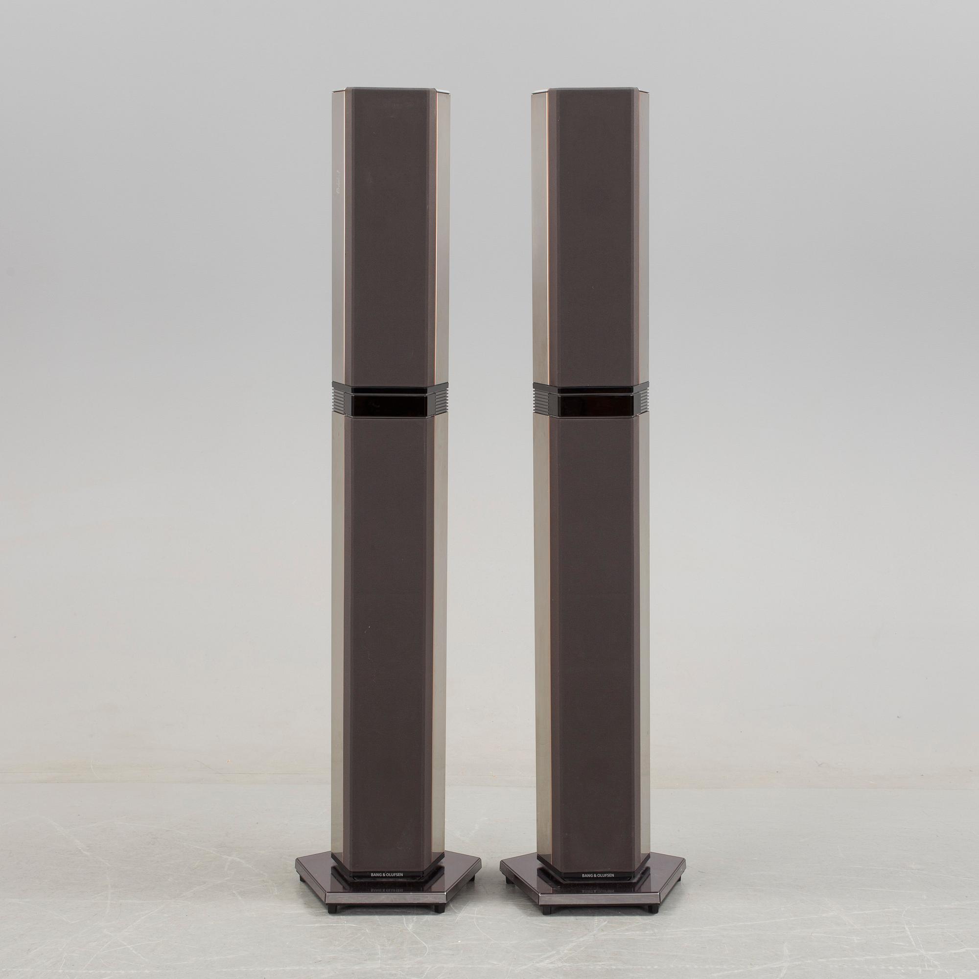 A pair of metal Bang & Olufsen speakers, Denmark, 1980's.