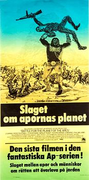 A 1973 Swedish film poster ' Battle for the planet of the apes'.