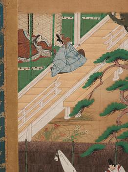 A Japanese six fold screen, Edo period (1603-1868).