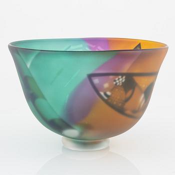 Bertil Vallien, a unique blasted glass bowl, Kosta Boda, Sweden.