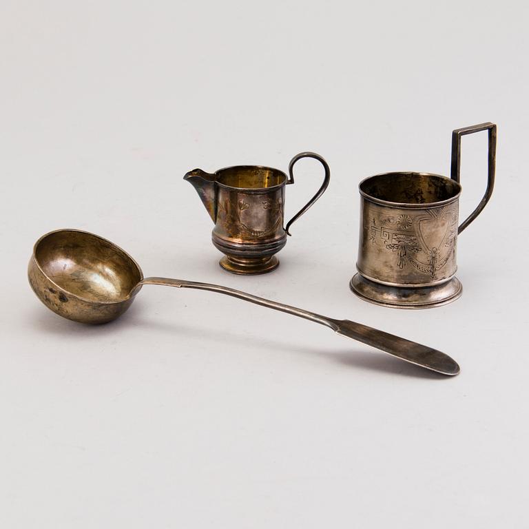 Three Russian Silver Objects, Moscow 1898-1926.