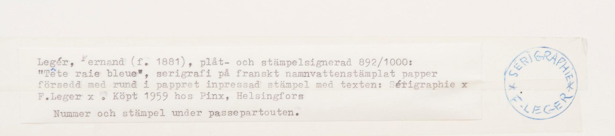 FERNAND LÉGER, serigrafi, signerad i plåten, och daterad -52.