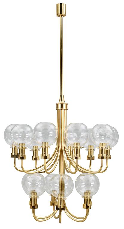 A Hans-Agne Jacobsson brass ceiling lamp, Markaryd, Sweden 1960-70's.