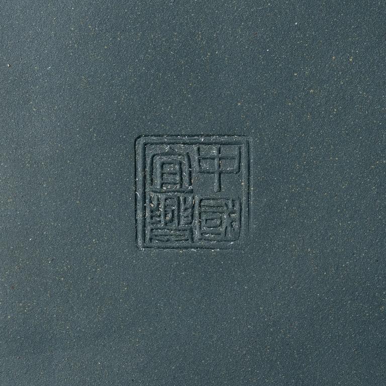 Two hexagonal 'gongfu' teapots, yixing, China, 1980s.