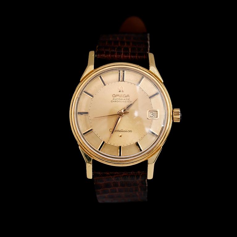 ARMBANDSUR, 18 K guld, Omega, Automatic Chronometer, Constellation.