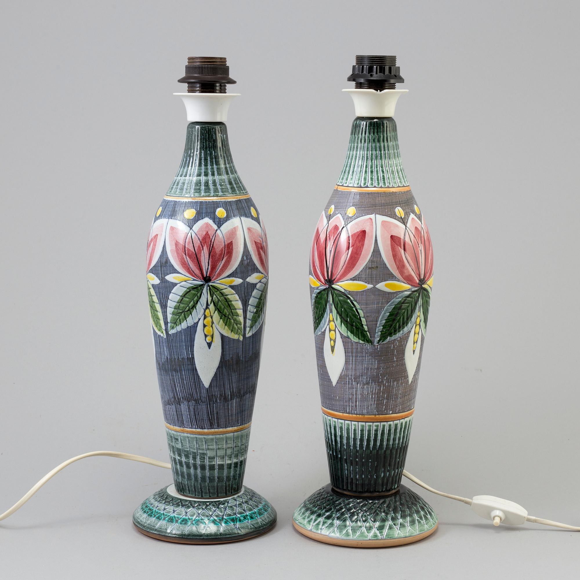 Two similar 20th century ceramic table lamps, Tilgmans Keramik, Sweden.