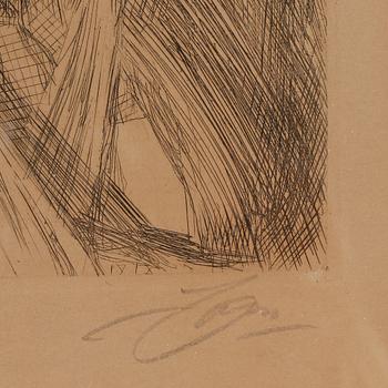 ANDERS ZORN, etsning, "Gulli II", signerad med blyerts, signerad och daterad 1918 i plåten.