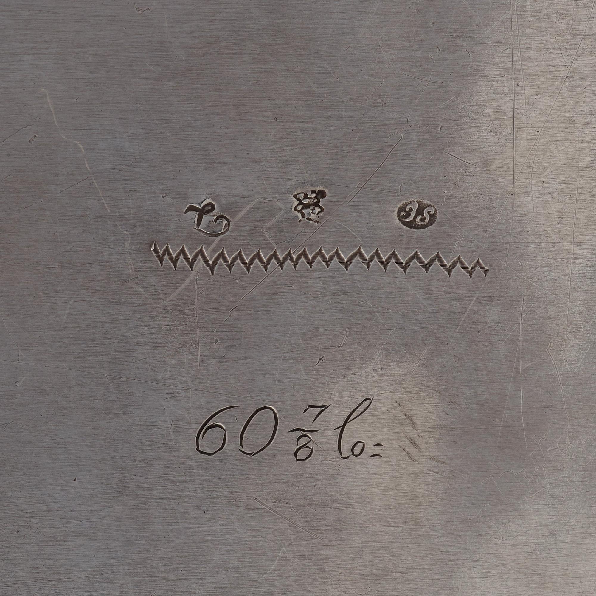 A Swedish 18th century 7 piece silver toilet service, mark of Johan Lorenz Starin, Stockholm 1736.