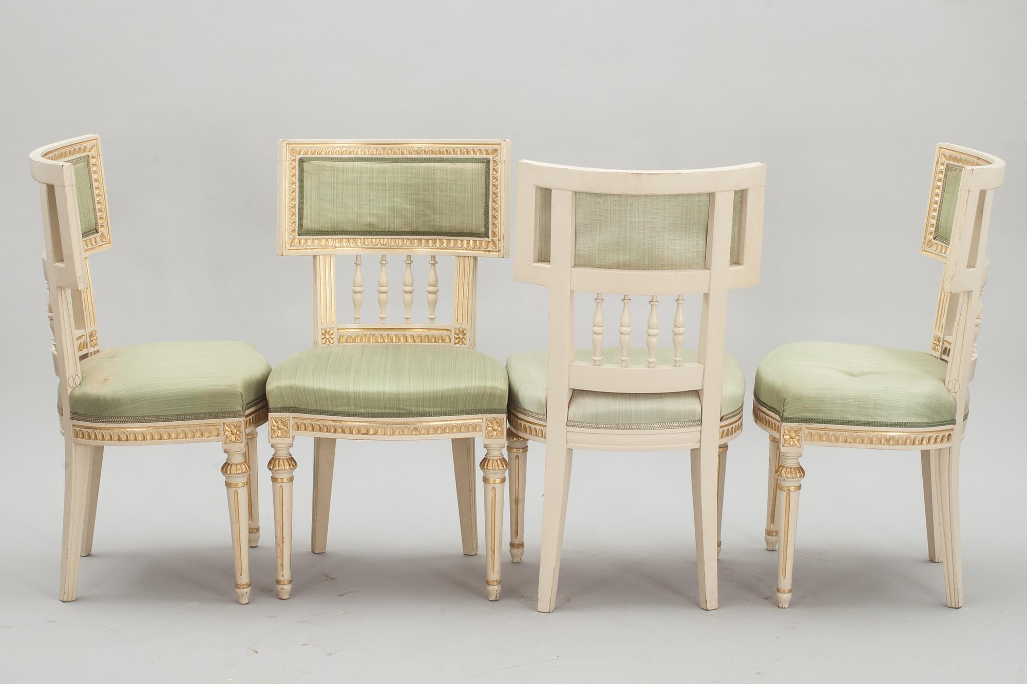 STOLAR, 4+8 st. 4 Sengustavianska, 8 stilkopior. Lindome, 1800-talets början. 3 sign IAS.