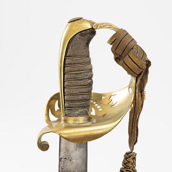 Sabre, Swedish, 1859 pattern for infantry officer, with scabbard.