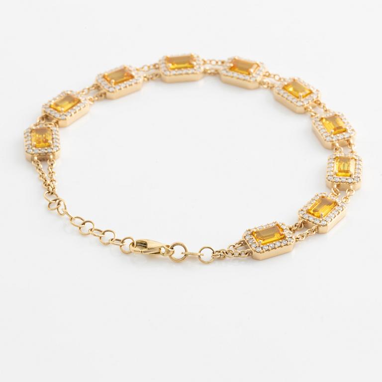 Bracelet with yellow sapphires and brilliant-cut diamonds.