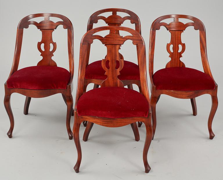 GÖTEBORGSSTOLAR, 4 st, omkring 1900-talets mitt.