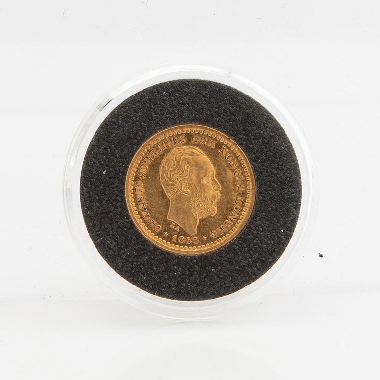 Guldmynt Sverige, Oscar II 5 kr, 1883.
