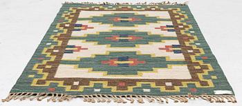 Rug, flat weave, signed GK, approx. 202 x 136 cm.