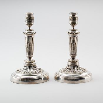 LJUSSTAKAR, 1 par, argent haché, 1800-/1900-tal.