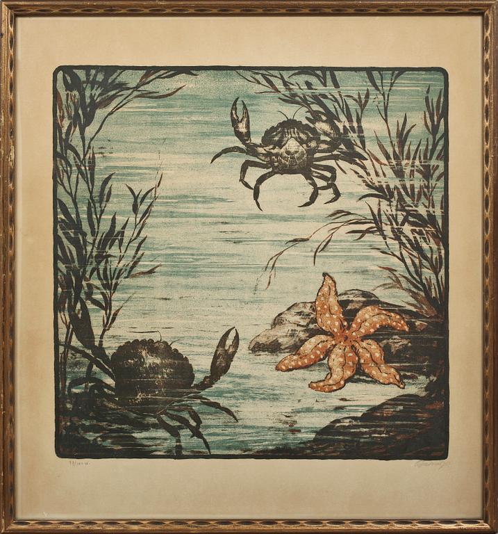 OKÄND KONSTNÄR, 4 st, litografier, sign Gabriel o numr 69/100, 75/100, 94/100 resp 97/100, 1900-talets mitt.