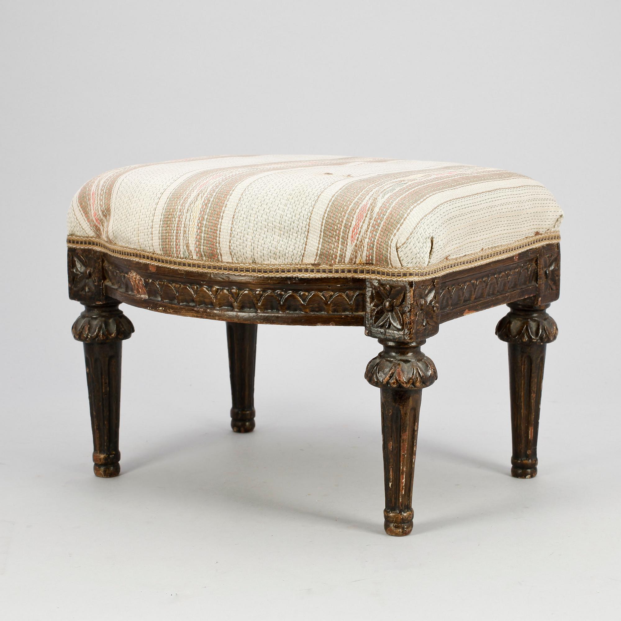 TABURETT/FOTPALL, gustaviansk, 1700/1800-tal.