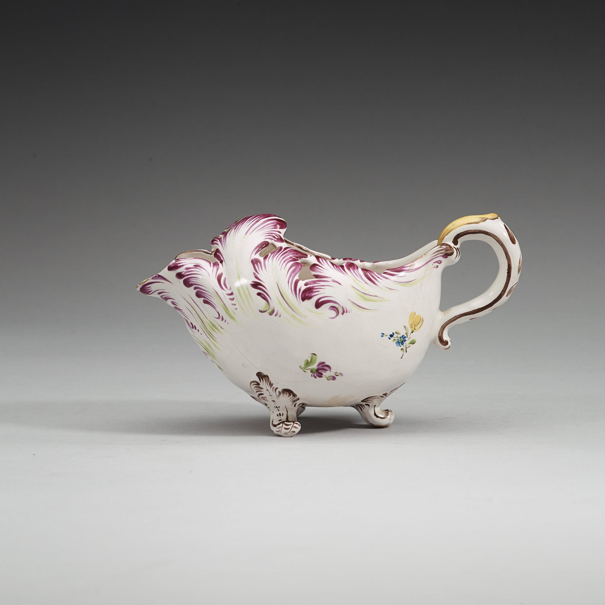 A Swedish sauce boat, Marieberg, dated (17)74.