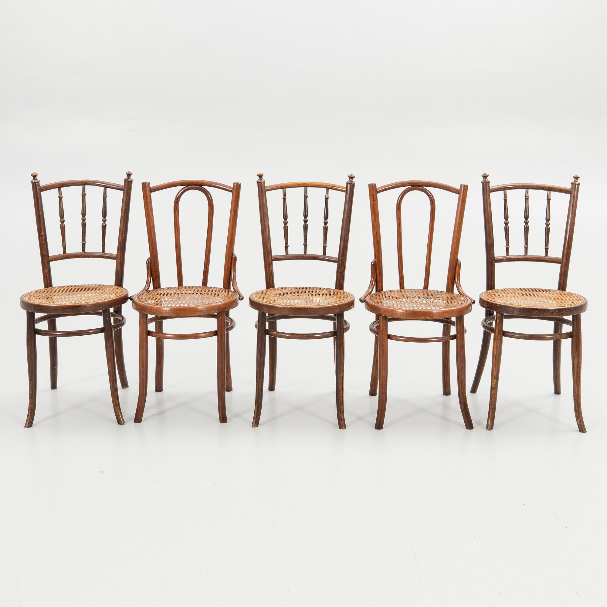 Chairs, 5 pieces, early 20th century.