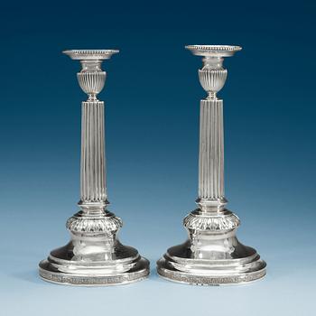 A pair of Swedish 18th century silver candlesticks, makers mark of 1787.