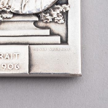 A Nobel commemorative silver plaque, marked Henri Varenne, Paris 1907.