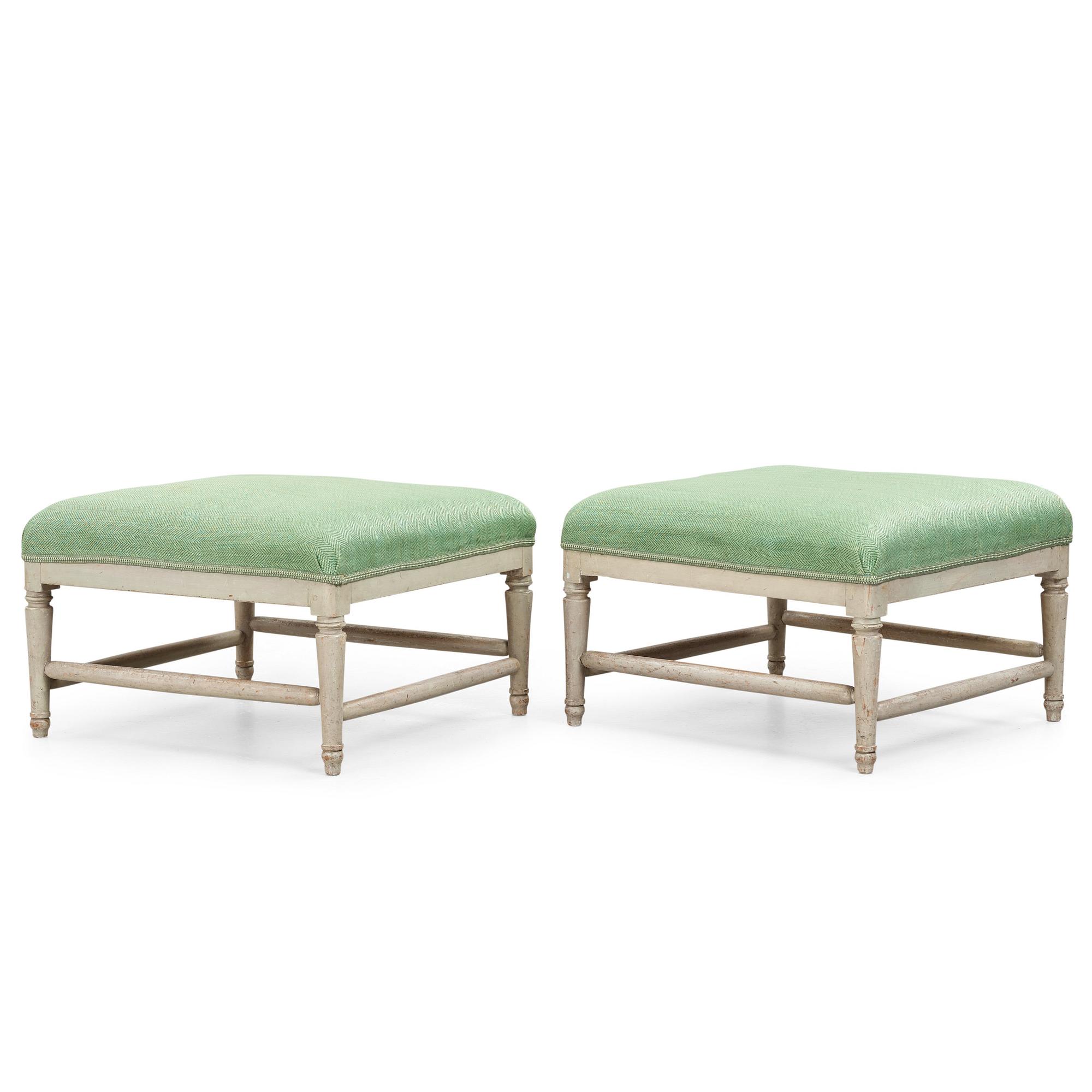 A pair of late Gustavian stools by Ephraim Ståhl (master in Stockholm 1794-1820).