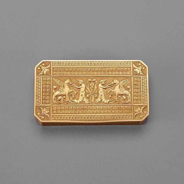 DOSA, guld 18K, av Erik Ytterbom, Stockholm 1813. Empire.