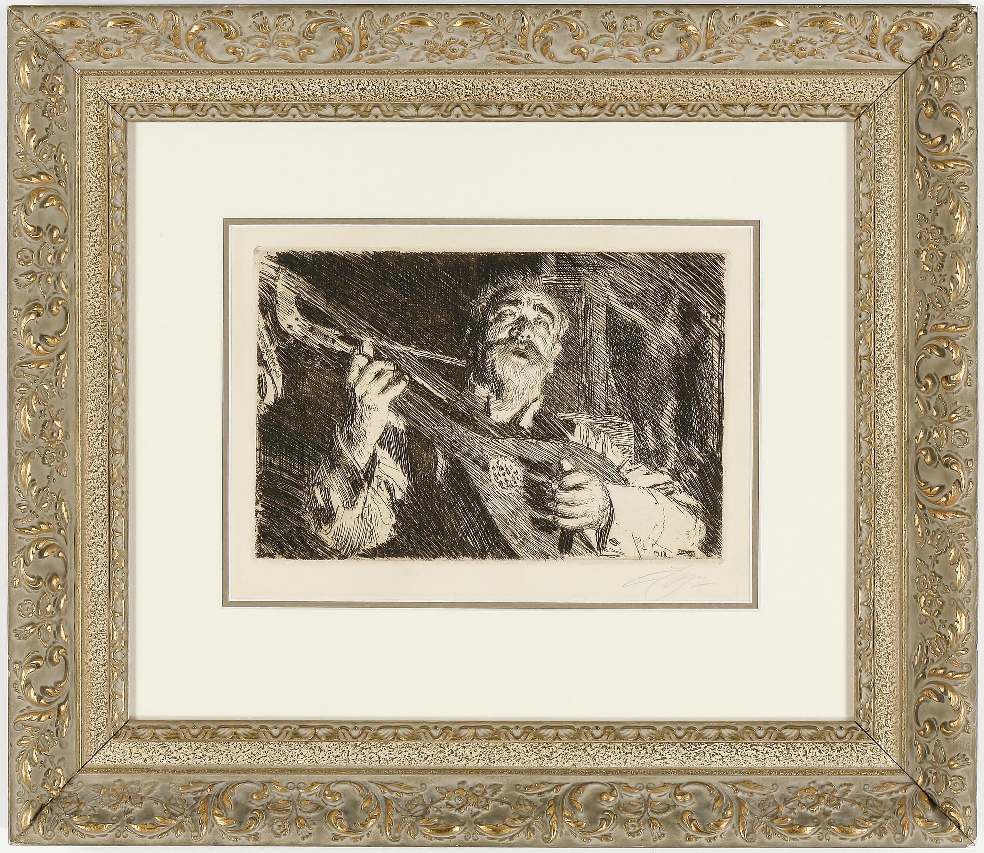 ANDERS ZORN, etsning, "Vicke", utförd 1918, signerad.