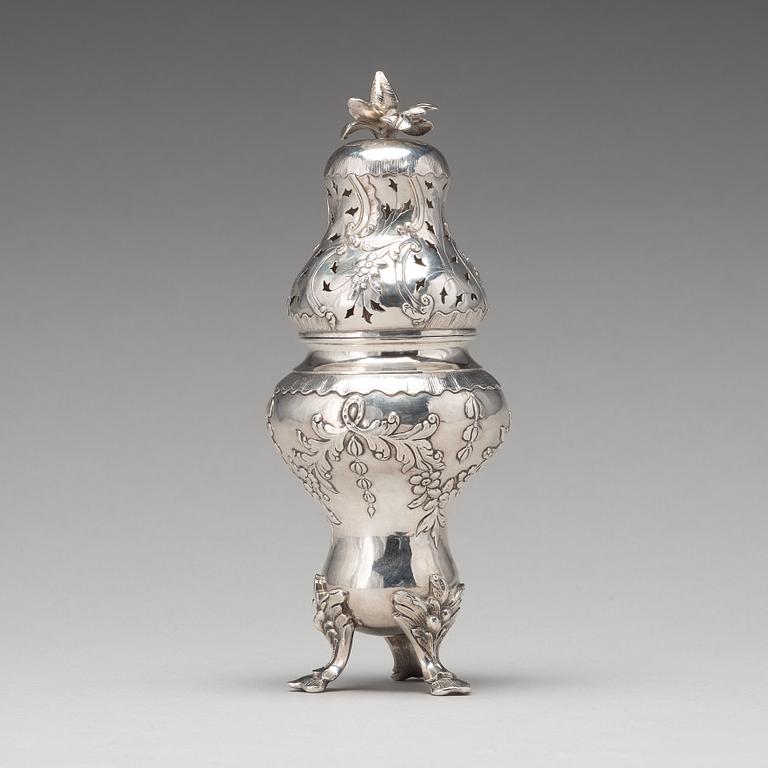 A Swedish 18th century silevr sugar-caster, mark of Petter Gillberg, Varberg 1777.