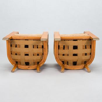 Adolf Koskinen, a pair of armchairs, manufactured by Elias Hollo Puunjalostustehdas, Finland, 1920s.