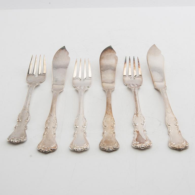 Fish cutlery 28 pcs "Olga" silver GAB Eskilstuna 1990s.