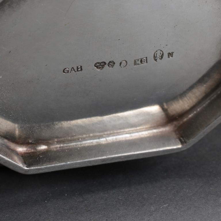 KAFFESERVIS, 3 delar. Silver, GAB Stockholm 1938. Tot ca 930 g.