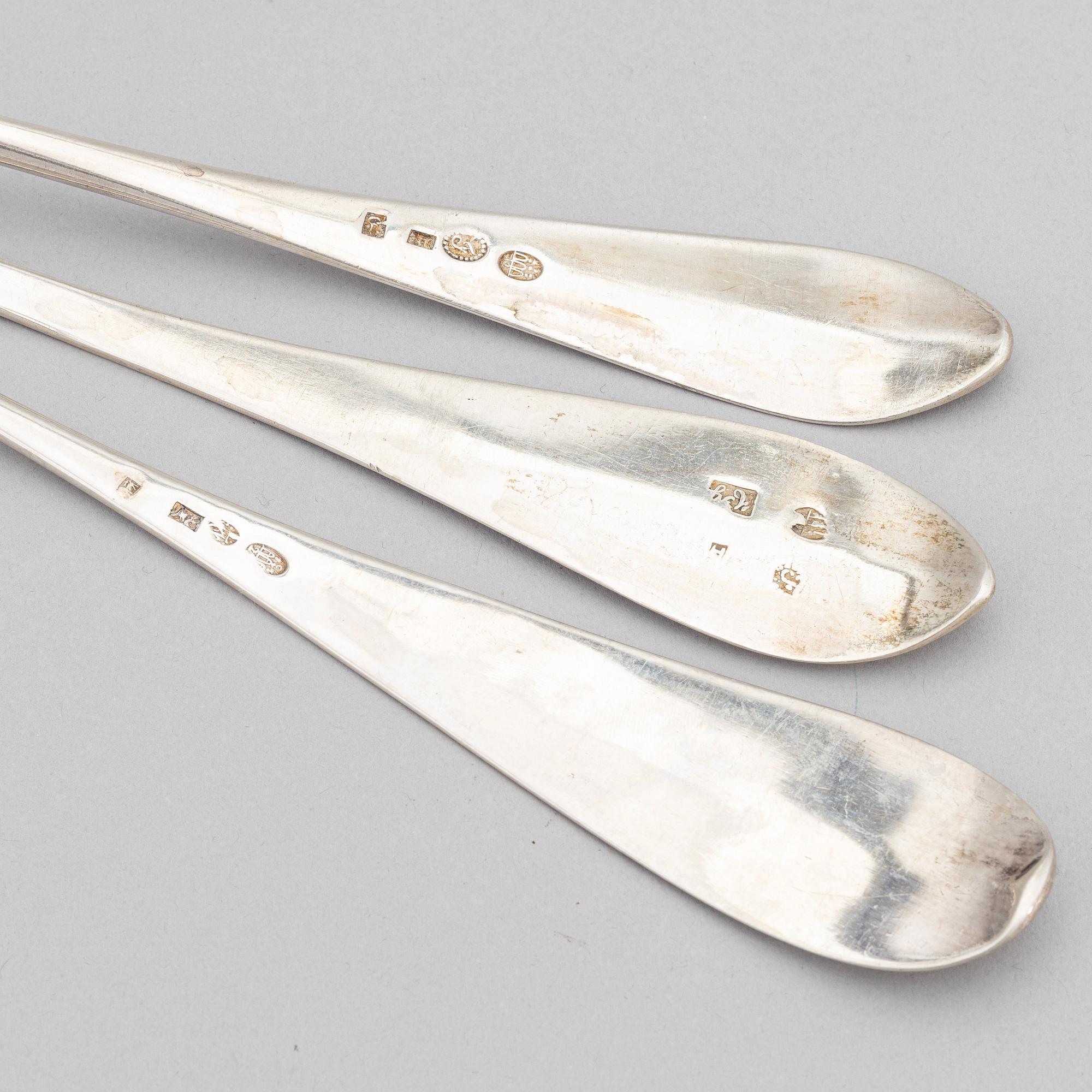 Three Danish silver serving spoon, Assay Master Mark of Frederik Fabritius (1787-1823).