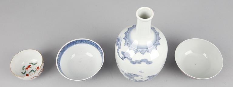 PARTI PORSLIN, 4 delar, Kina, bla Kangxi-stil, 1900/2000-tal.