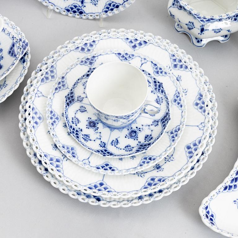 A 90-piece "Musselmalet" porcelain dinner and coffee service, mostly full lace, Royal Copenhagen, Denmark.