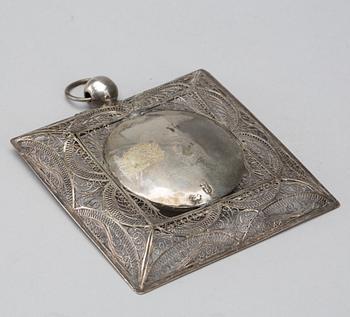 PLAKETT, silver, senempire 1800-talets andra hälft, utländska stämplar.