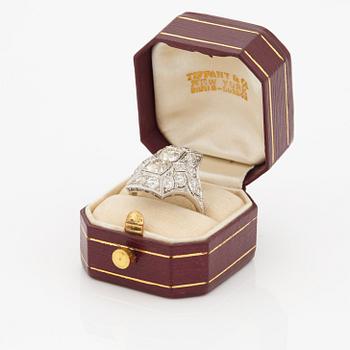 A RING set with old-cut diamonds.