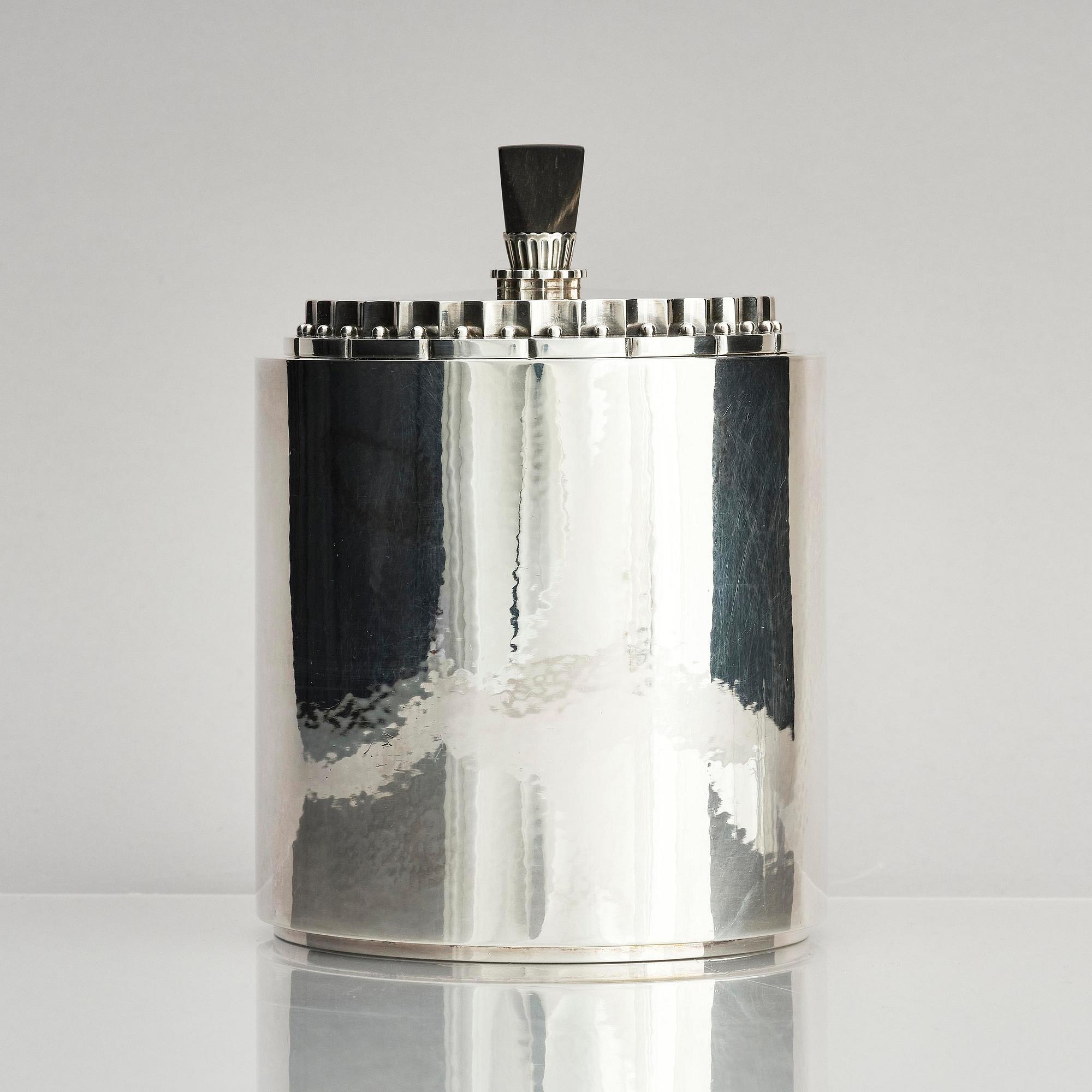 Georg Jensen, a sterling silver Tobacco jar, designed in 1926, Copenhagen 1933-1944.