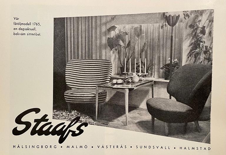 Sven Staaf, an armchair model "1765", AB Almgren & Staaf, Helsingborg, 1940s.