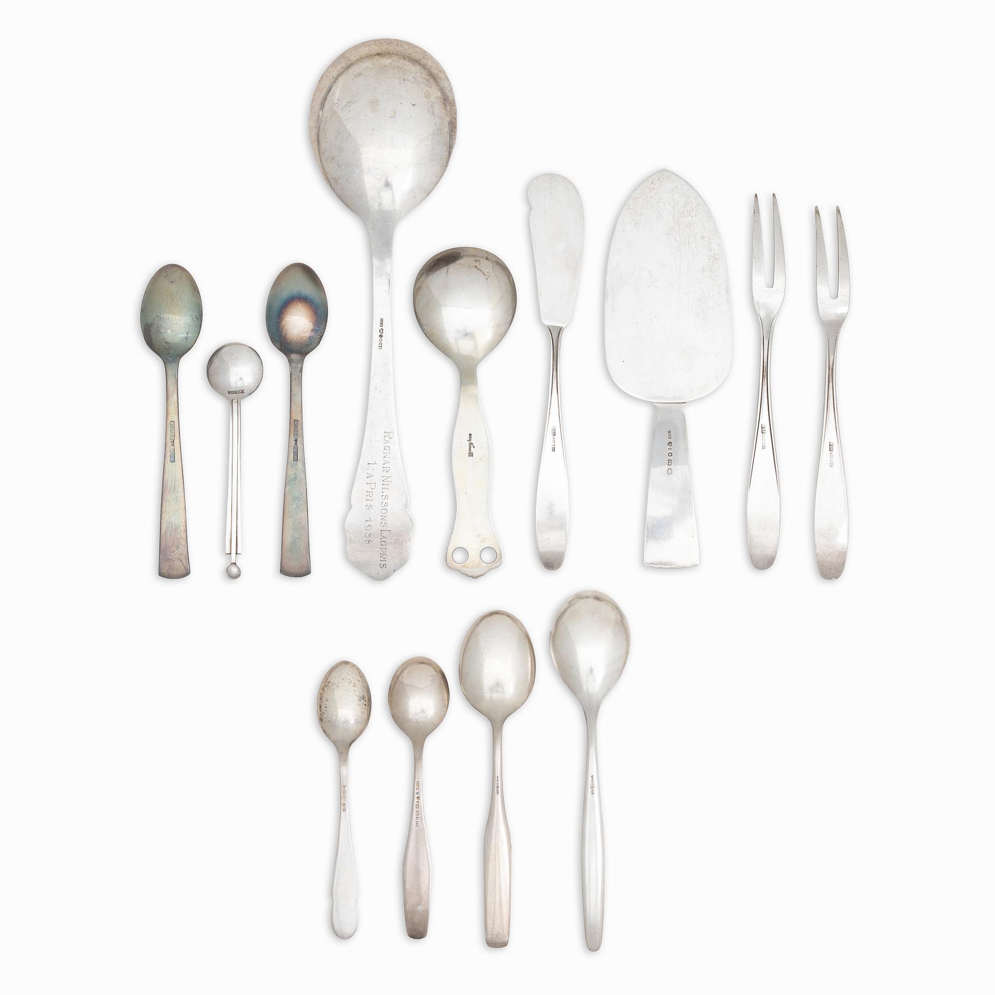Cutlery, 26 pcs, silver, 20th century.