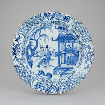 A blue and white charger, Qing dynasty, 18th century.