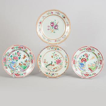 A set of four famille rose plates, Qing dynasty, 18th Century.