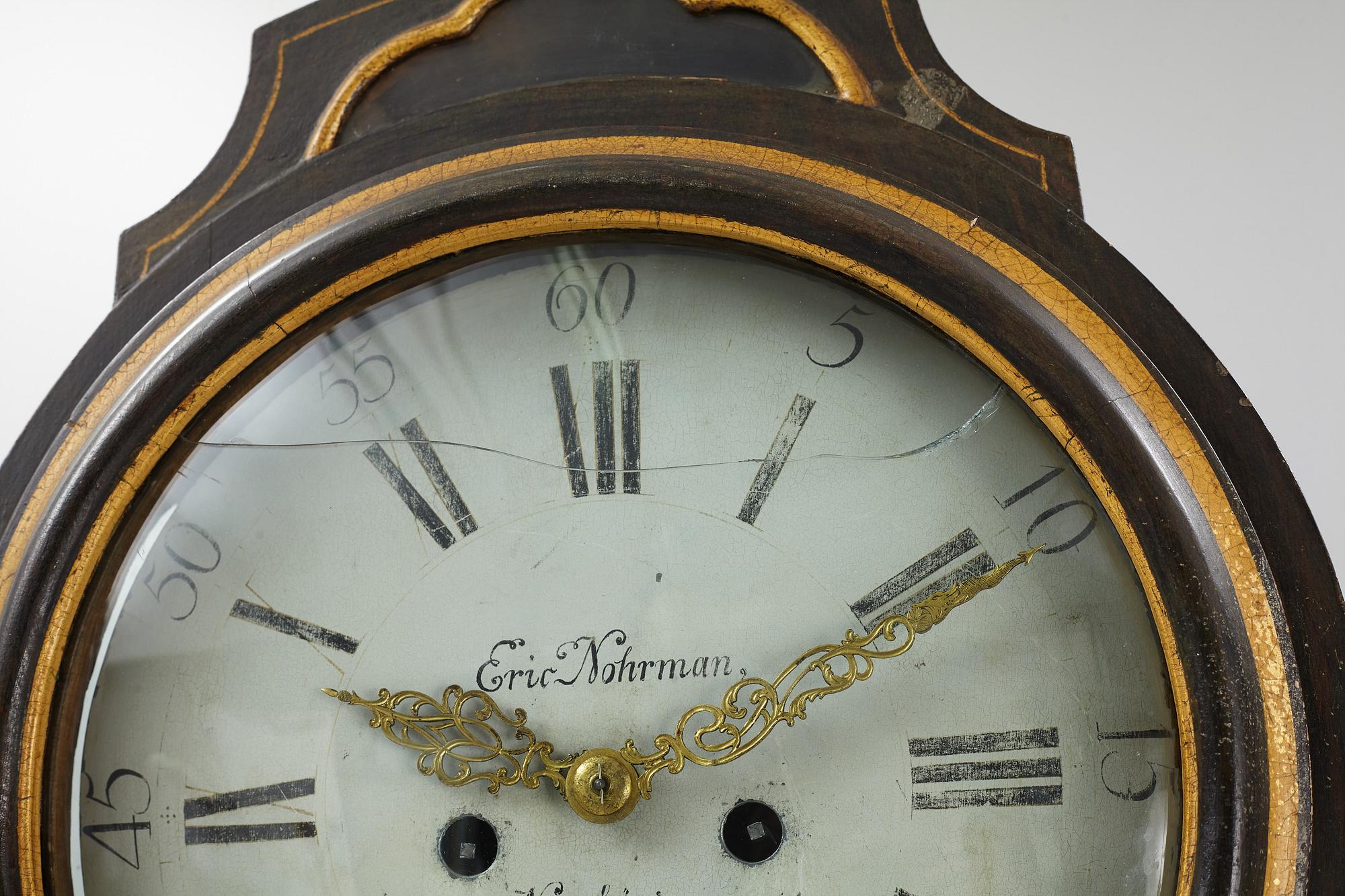 Golvur, urtavla märkt Eric Nohrman, Norrköping. 17-/1800-tal.