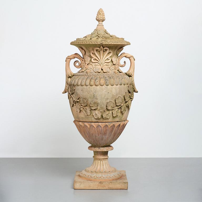 A Swedish Höganäs 1860's stoneware garden urn by Ferdinand Ring.