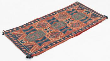 A carriage cushion, double-interlocked tapestry, c. 102 x 48 cm, Scania, Sweden, last quarter of the 18th century.