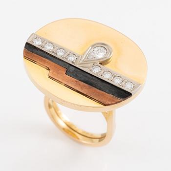 Jan-Christer Lundqvist, ring, "Reflex 2" 18K gold with diamonds, Skövde 1990.